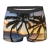 KoloQren Hawaii Sunbeams - Boxer da uomo con stampa di raggi di sole attivi, elasticizzati, traspiranti, comodi, per tutti i giorni, nero, Medium