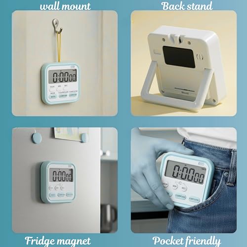 Image of Digital Kitchen Timer & Stopwatch, Large Digit Countdown, Loud Alarm Clock with Back Magnetic Retractable Stand for Cooking,Baking, Study Table, Office, Gym, Athlete and Student Accessories