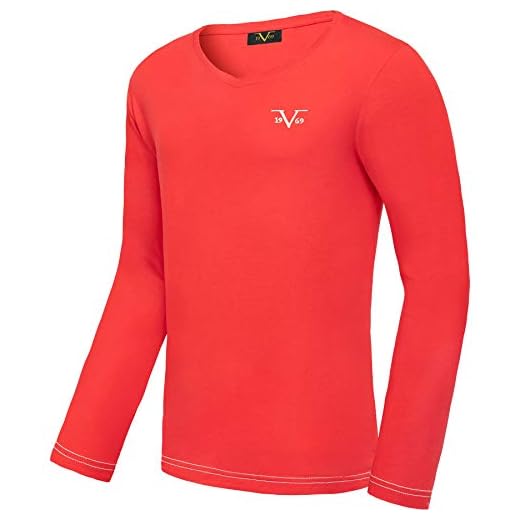 Versace 1969 Abbigliamento Sportivo SRL 19V69 långärmad tröja V-hals män V116 av (Model: C583 – herr, röd; storlek: M) FBA