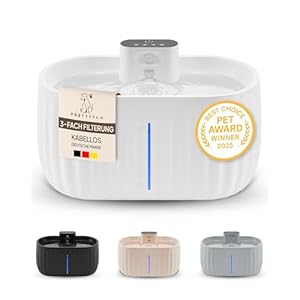 Pretty Paw Katzenbrunnen mit Bewegungsmelder – Trinkbrunnen für Katze Kabellos mit 45 Tagen Akku – Wasserbrunnen für Katzen mit Filter & 3 Liter Wassertank – Aqua Sense (Weiß)