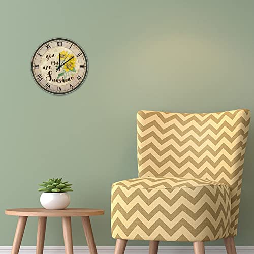 Horloge murale en bois tournesol rétro chic silencieuse de 38 cm - 4
