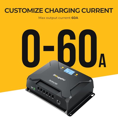 Image of BougeRV Sunflow MPPT Solar Charge Controller 60A, w / Low-Temp Cut-Off, APP Control, Backlit LCD, 60 Amp Solar Panel Regulator 12V /24V for LiFePO4, SLD, Gel, FLD, AGM Battery, RV, Marine, Upgraded