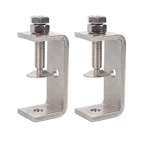 Image of Sonny Brook Hams 2Pcs 304 Stainless Steel C Clamp 65MM Heavy Duty Adjustable Wide Jaw Opening Tiger Clamp For Woodworking Building, Silver