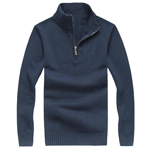 Pull tricoté en coton pour homme Small Py4 L, maille haut de gamme et finitions demi-zip.