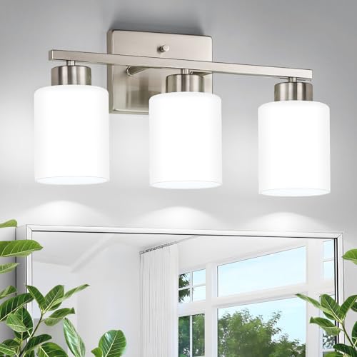 Kvhiiw Brushed Nickel Bathroom Light Fixtures Vanity Lighting Over Mirror