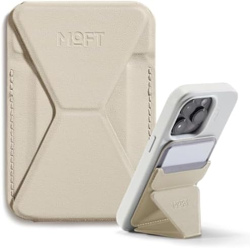MOFT Magnetic Wallet Stand Compatible with iPhone 17/16/15/14/13/12 Series, Angle Adjustment & Magsafe Compatible MOVAS Phone Stand,Beach White