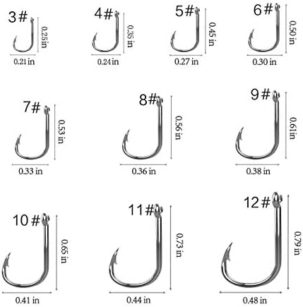 WEONE 500pcs Fishing Hooks,10 Sizes Carbon Steel Fishing Tackle Barbed Carp Fish Hooks with Plastic BoxSilver 3-12