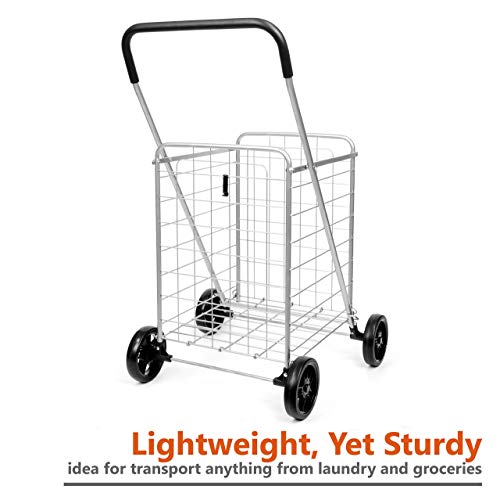 Supenice Grocery Double Basket Grocery Cart -Deluxe Utility Cart With Oversized Basket 360°Rolling Swivel Bearing Wheels thumb #2