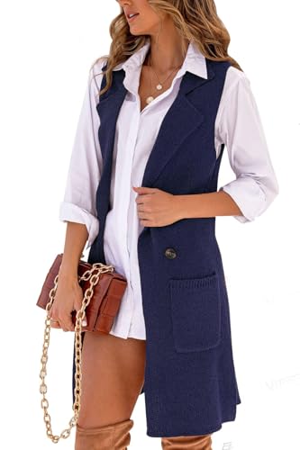 Image of IDEALSANXUN Womens Long Sweater Vest Fall Winter Sleeveless Knit Cardigan Outerwear