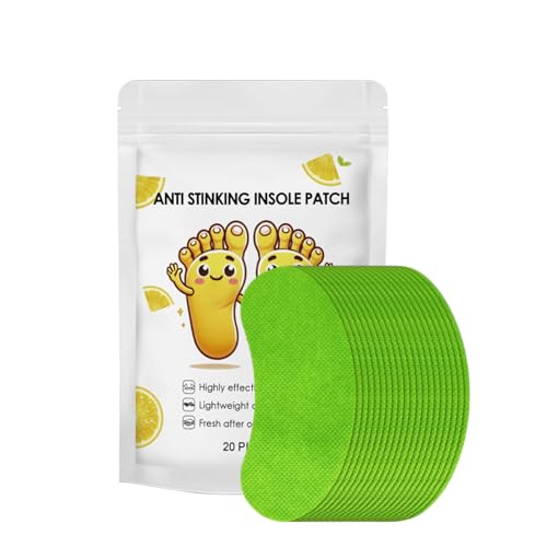Natürliche Desodorant-Pads für Fußbetten - 20 Stück feuchtigkeitsabsorbierende Pads mit Zitronenduft, schweißfester & rückstandsfrei, geeignet für Sportschuhe, Turnschuhe & Büroschuhe