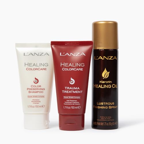 L’ANZA Mini ColorCare Try Me Kit, Hair Products for Damaged and Colored Hair, Color Preserving Shampoo, Trauma Treatment & Lustrous Finishing Spray, Luxury Hair Care Kit (1.7/1.7/1.75 Fl Oz)