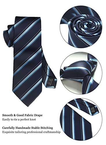 Image of Striped Plaid Polka Dot Mens Tie Formal Necktie Pocket Squares Ties Clips Cufflinks Classic for Men Set