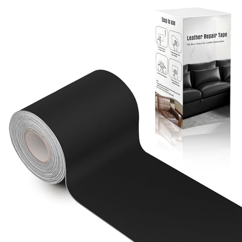 OcePor Self Adhesive Leather Repair Patch, 4x60 inch Leather Repair Tape, Patches for Furniture, Vinyl Leather Repair Kit for Couches, Boat Seats(particulateï¼šBlack)