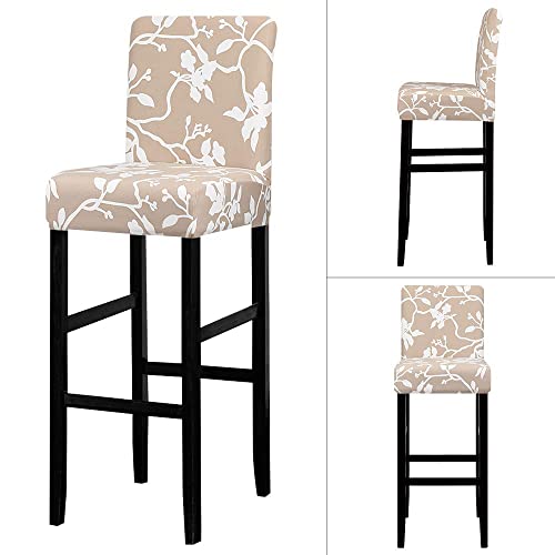 Image of Lellen Bar Stool Covers Set of 4- Jacquard Bar Stool Chair Cover with Backs,Barstool Covers Slipcovers,Stretch Barstool Seat Covers,Chair Protector Covers for Kitchen Dining Room Counter Island