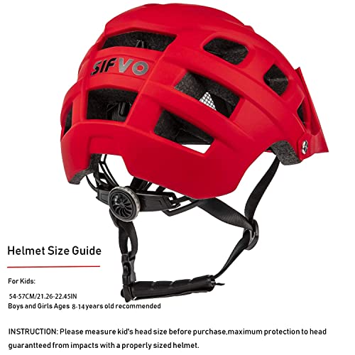 SIFVO Kids Bike Helmet for Boys and Girls Ages 8-14 Adjustable Youth Helmet with Detachable Visor Lightweight, Safe & Stylish Cycling Bicycle Helmets for Kids 54-57cm