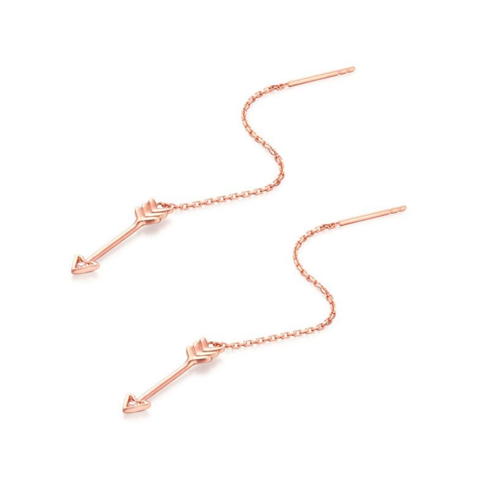 Ohrringe Damen 9K / 14K / 18K Gelbgold, Pfeil mit Diamant/Moissanit, Moderne Frauen Ohrringe Gold