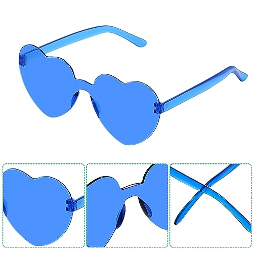 Fengek 10 Pcs Heart Shape Sunglasses Frameless Transparent Glasses Party Favors for Women3