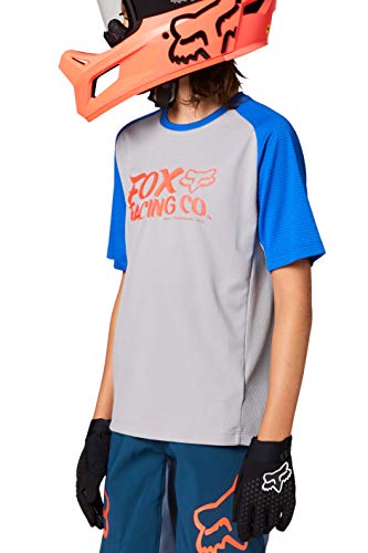 Fox Racing Camiseta infantil Defend de manga curta Mountain Biking, cinza aço, juvenil pequena