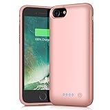 Battery Case for iPhone 8/7, 6000mAh Portable Rechargeable Battery Pack Charger Case for Apple iPhone 8 iPhone 7 [4.7 Inch] Extended Charging Case Protective Power Bank Backup Cover - Rose Gold