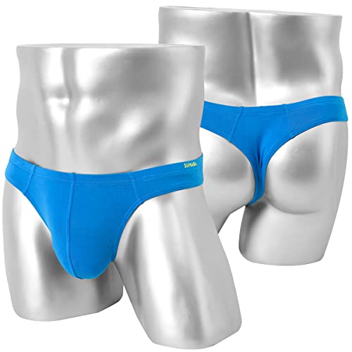 Yinyouyu Mens Thongs Underwear Bulge Enhancing Pouch G String Bamboo Sexy T Back Butt-Flaunting Bikini L Blue #TOP1