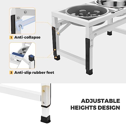 Veehoo Elevated Dog Bowls, Sturdy Metal Food Stand, Raised Dog Bowl For Large Dogs, Adjustable Heights, Stainless Steel Food Bowls & Slow Feeder, Non-Slip Water Dish Station For Medium Small Cats Pets #TOP4