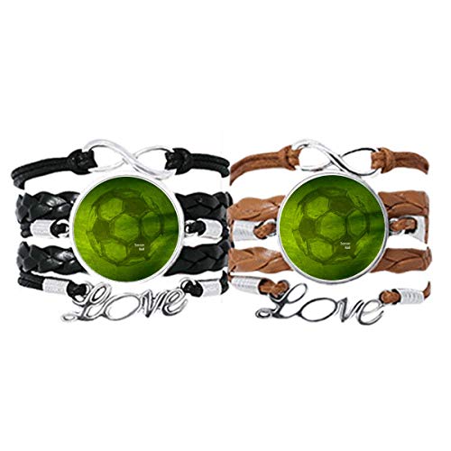 Pulsera de fútbol verde de cuero el regalo perfecto de cuerda para parejas deportistas
