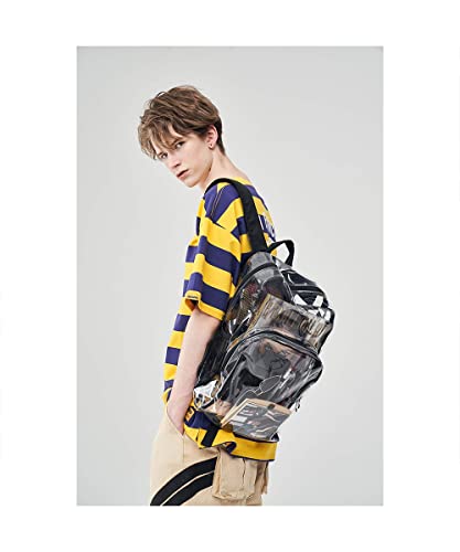 Mochila transparente mochila transparente em pvc para serviço pesado (Preto)