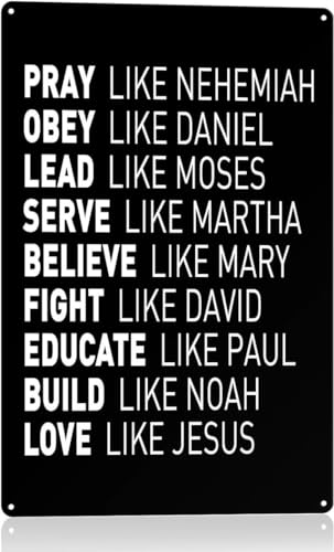 Geroclonup Spiritual Super Role Models – Décoration murale en métal avec verset de la Bible – Pray Like Nehemiah Obey Like Daniel – Plaque en métal chrétienne inspirante pour la maison, le bureau – 30