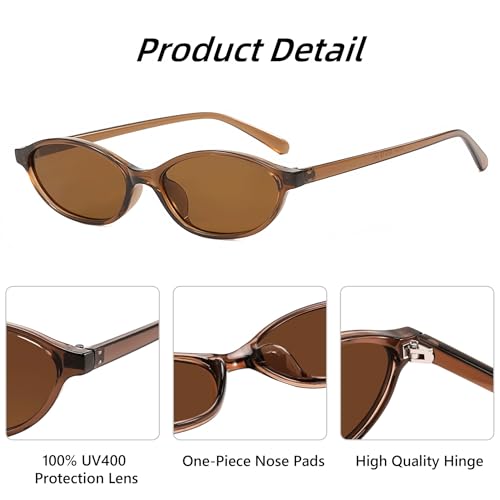 2 Pack Retro Oval Sunglasses for Women,90s Chic Cat Eye Lightweight Trendy UV protection Sun Glasses for Womens4