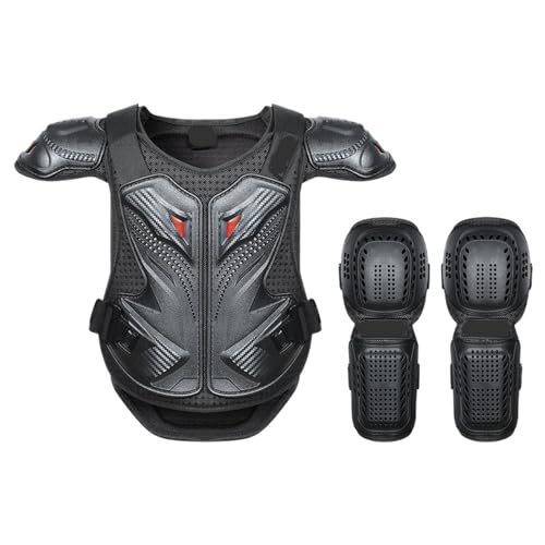 AHUFGN Traje Motocross Niño Protector de Pecho y Columna Vertebral for niños, Chaleco Protector, Chaqueta de Motocicleta, Equipo de Armadura for Motocross, Patinaje en Moto de Cross(BA204-BA304,M)