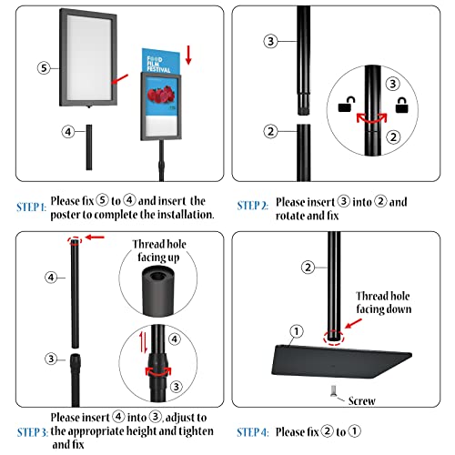 Ulgwdmls Adjustable Poster Sign Stand- 8.5 X11 Inch Black Pedestal Sign Holder Poster Stand, Outdoor Indoor Standing Display Sign Holders For School Church Business Show #TOP3