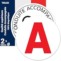 Lot De 2 Disques "A" électrostatiques Pour Jeunes Conducteurs - Diamètre 15 Cm - Autocollant Facile à Poser