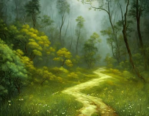 Poster route sinueuse champ 58 x 90 cm toile de decoration murale