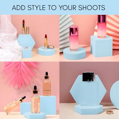 Image of SMILEDRIVE Product Photography Props 6-piece Set, Blue | Hard Foam Riser & Blocks, Lightweight, Waterproof, Re-usable