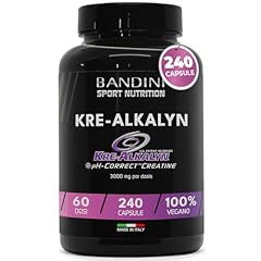 Bandini® Kre-Alkalyn® 240 capsule (Scorta per 2 Mesi) - Creatina Alcalina Tamponata per Allenamento Intenso, Sport, Palestra e Pre Post Workout - A base di Creatine Monoidrato - 100% Vegan