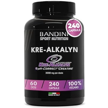 Bandini® Kre-Alkalyn® 240 capsule (Scorta per 2 Mesi) - Creatina Alcalina Tamponata per Allenamento Intenso, Sport, Palestra e Pre Post Workout - A base di Creatine Monoidrato - 100% Vegan
