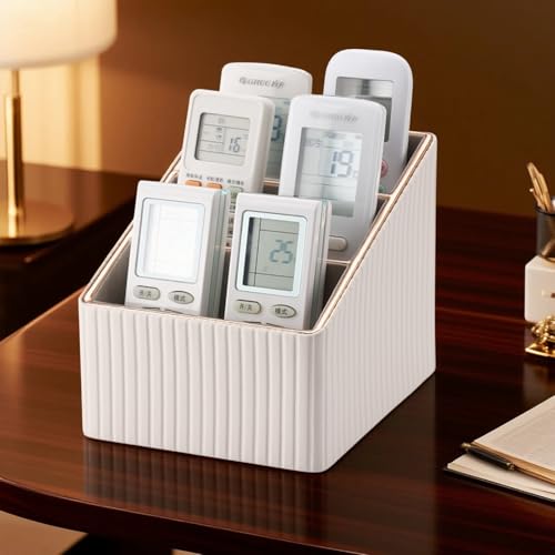 KINGFOM Schreibtisch Organizer, Stiftehalter, Stifte Organizer Mit 3 Fächern, Fernbedienung Halterung für TV, PU-Leder Schreibtischorganizer Stiftehalter Schreibtisch für Büro/Zuhause (Weiß)