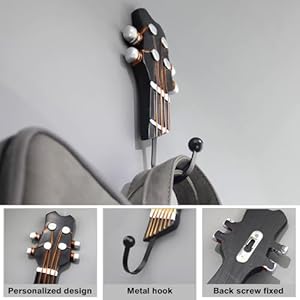KUNGYO Vintage Guitar Shaped Decorative Hooks Rack Hangers for Hanging Clothes Coats Towels Keys Hats Metal Resin Hooks Wall Mounted Heavy Duty (3-Pack) (Guitar Hook-A) KUNGYO Vintage Guitar Shaped Decorative Hooks Rack Hangers for Hanging Clothes Coats Towels Keys Hats Metal Resin Hooks Wall Mounted Heavy Duty 3 Pack Guitar Hook A
