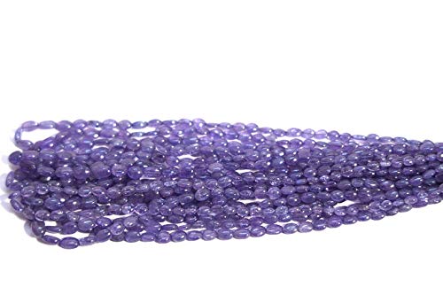 Naturalne gładkie owalne koraliki tanzanitowe AAA, gładkie koraliki tanzanitowe, owalne koraliki tanzanitowe, niebieskie koraliki tanzanitowe, rozmiar 5 x 7 mm, sznurek 40 cm, Kamień