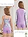 Seanrui Teen Swimsuits Size 14-16 Long Sleeve 3 Piece Bathing Suits Swimming Suit with Shorts Zipper Purple
