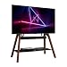 AVF Hoxton Quad TV Stand - Up to 86" Screens, 4 Leg Floorstand Unit, Real Wood Legs Glass Shelf & Soundbar Strap, Universal VESA, 50kg, (Dark Wood)