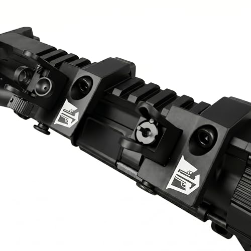 Ozark Armament Folding Flip Up Backup Canted Iron Sights - Angled 45 Degree Offset Iron Sights Works for Right & Left Hand Offset Iron Sights - 45 Degree Offset Sights - 45 Degree Flip Up Iron Sights
