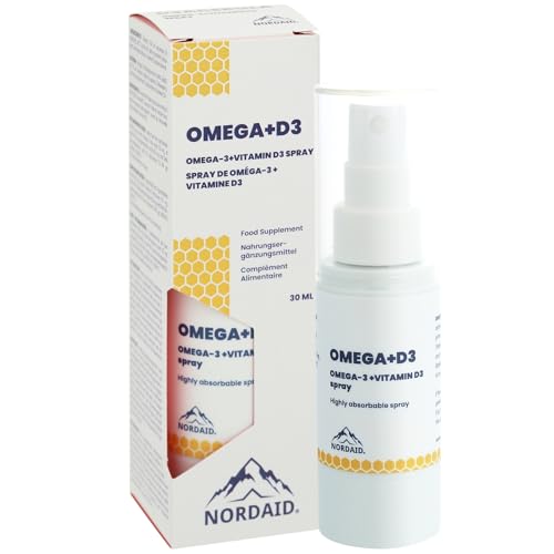 Omega-3 D3 Spray – 4000 IU für 160 Tage – Alternative zu Tropfen & Kapseln – Omega 3 Tropfen – Omega 3 Liquid – Omega 3 Vitamin D – O3 D3 K2 – Nordaid