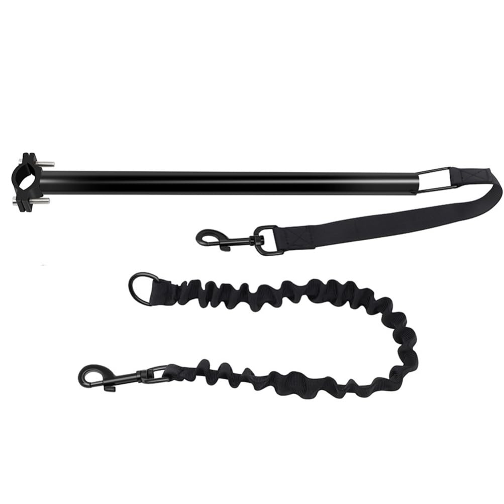 POPETPOP Guinzaglio per Cani da Bicicletta Nero Oxford Lega, Design Ergonomico e Allunga Area Attività, per Cani Piccoli e Medi in Attività Outdoor