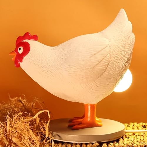OkiyiD Chicken Egg Lamp, Funny Hen Chicken Table Lamp, LED Egg Night Lght, Resin Chicken with Stepless Dimming Function, Decoration for Home, Bedroom, Study Room