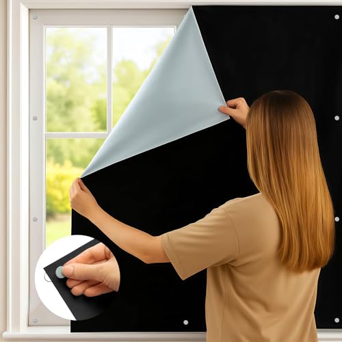 Magnetic Blackout Blinds for Windows 100% Light Blocking, Portable No Drill Blackout Curtains with Strong Magnets & Silver Coating, Cut to Any Size Blackout Window Covers (100 * 145cm)