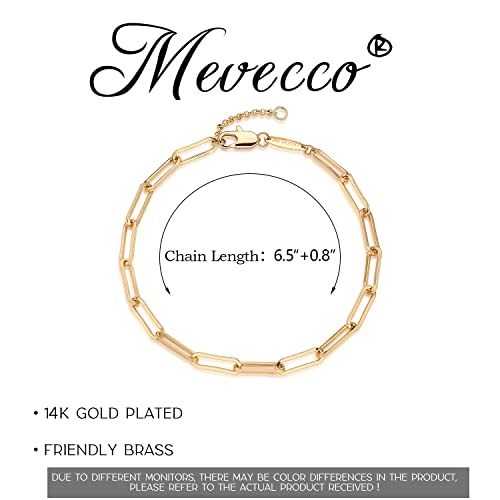Image of MEVECCO Bracelet for Women 14K Gold Plated Dainty Chain Simple Jewelry Cute Handmade Minimalist for Her
