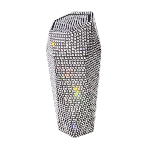 Cubo de basura para coche con tapa PRETYZOOM de gemas de imitación