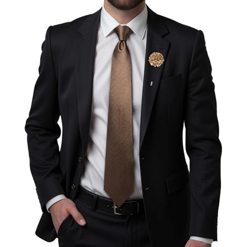 Image of Hi-Tie Men's Silk Ties Formal Woven Classic Necktie Pocket Square Cufflinks Lapel Pin Set Wedding Business