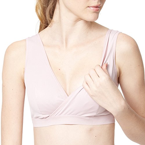 Mamaway Extra Soft Seamless Wireless Nursing Sleep Bra/Bralette for Maternity, Postpartum, and Breastfeeding; Easy Access Crossover Design with Stabilizing Ballet Back (Purple, Medium)